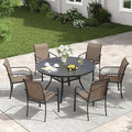 VICLLAX Patio Dining Set for 6, All Weather Metal Outdoor Furniture Set by HOME