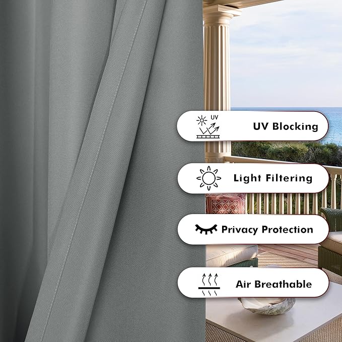 BONZER Outdoor Curtains for Patio Waterproof Thick Privacy Grommet Light - Image 4