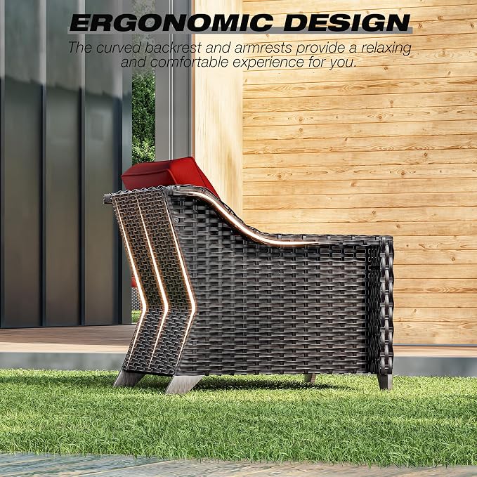 Joyside Wicker Patio Chairs Set of 2, Outdoor Rattan Furniture - Image 5