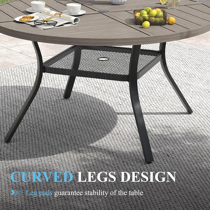 VICLLAX Patio Dining Set for 6, 7 Pieces Outdoor Furniture Set- 47" Round Patio - Image 6