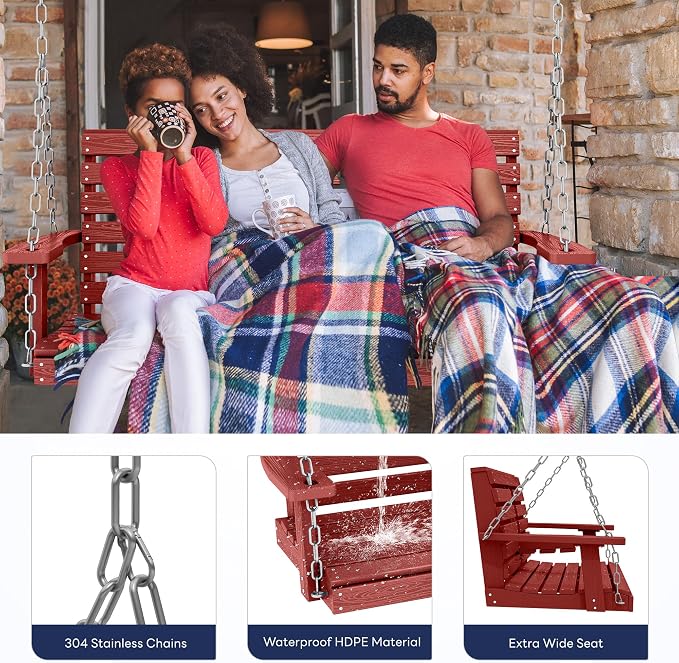 KINGYES Outdoor Hanging Patio Swing Chair, 2 Seat - Image 5