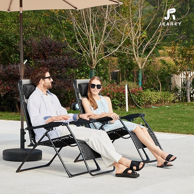 JEAREY Oversized Padded Zero Gravity Chairs, Folding Lounge Chair Outdoor Patio - Image 8