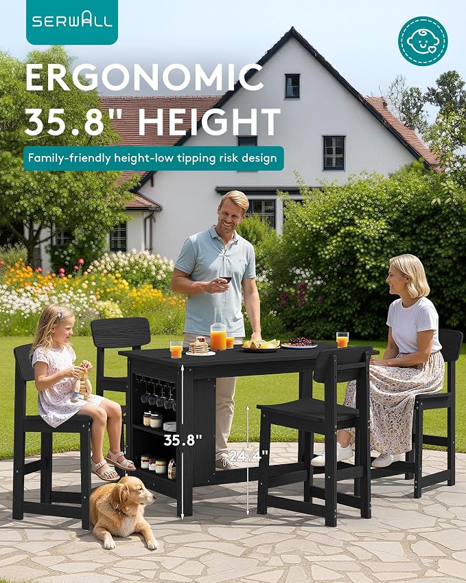 SERWALL 10-Piece HDPE Counter Height Dining Table Sets - Image 3