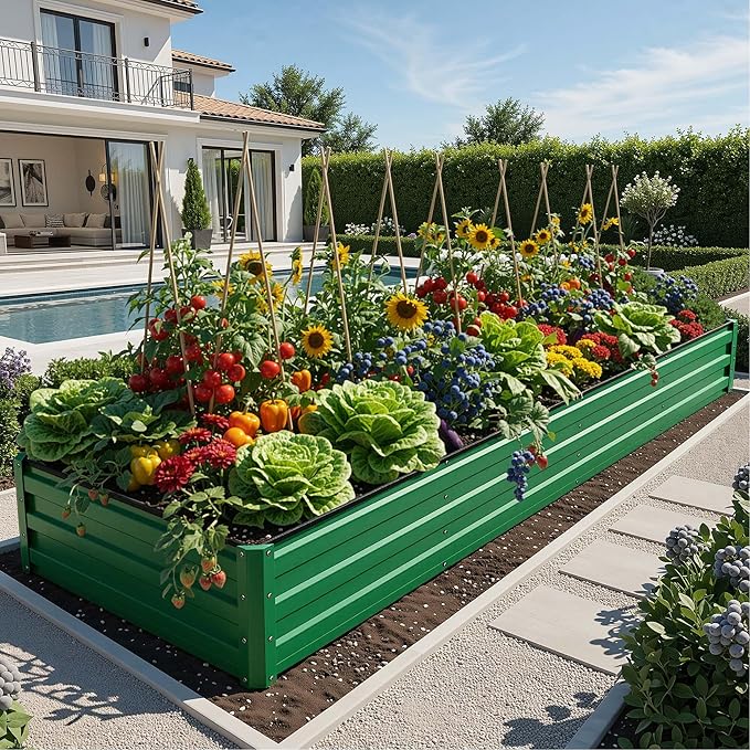 YITAHOME 12x4x1ft Large Raised Garden Bed Kit, Galvanized Metal Planter Box - Image 2