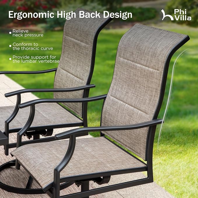 PHI VILLA 5 Piece Patio Dining Set, 4 Outdoor Swivel Dining Chairs and Large - Image 5