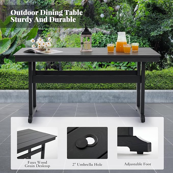 HDPE Dining Table Set for 4, 5-Piece Outdoor Table and Chairs Include 4 Dining - Image 4