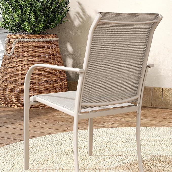 VICLLAX Patio Table and Chair Set of 8, All Weather Metal Round Outdoor Dining - Image 5