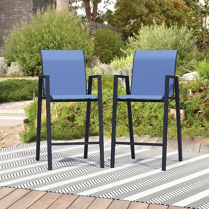 Outdoor Bar Stools Set of 2, Bar Height Chairs by Home
