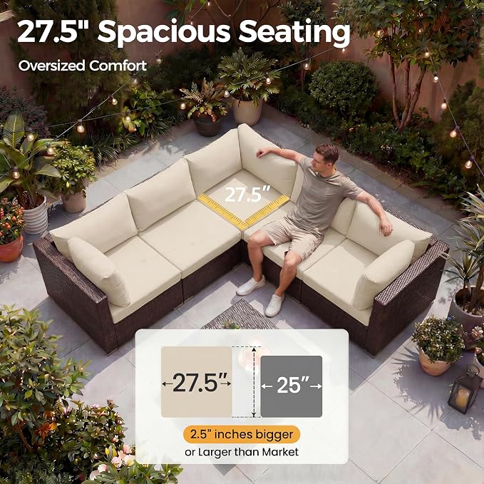NICESOUL 9 Piece Patio Furniture Conversation Set, Extra Large Size Outdoor - Image 6