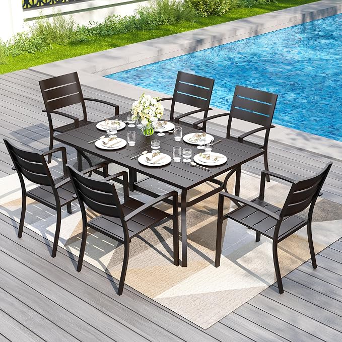 PHI VILLA 7 Pieces Outdoor Patio Dining Set by PHIVILLAThepioneerofcomfortablehouseholdsupplies