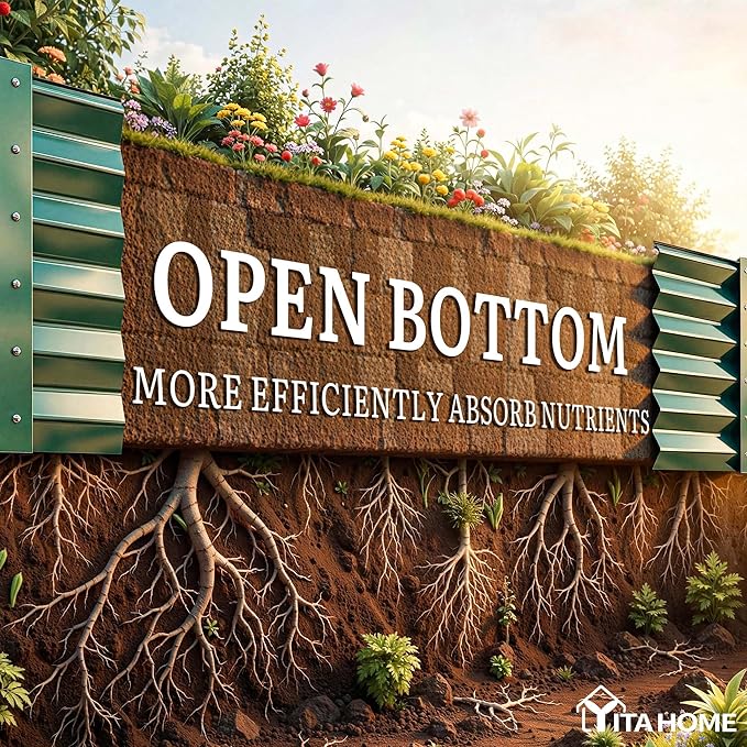 YITAHOME 8x4x1.5 ft Galvanized Raised Garden Bed Kit, Large Metal Planter Box - Image 3