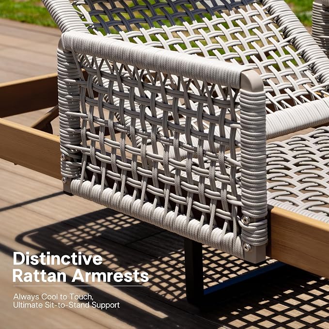 PURPLE LEAF 1 Piece Outdoor Chaise Lounge Rattan Wicker Lounger - Image 5