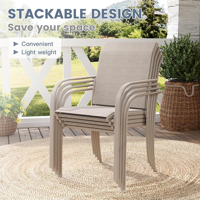 VICLLAX 7 Pieces Patio Dining Set, Outdoor Furniture Set Includes 47.2" Round - Image 2