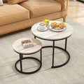 HOJINLINERO Round Coffee Table, Nesting Coffee Table Set of 2, Center Tables by HOJINLINERO
