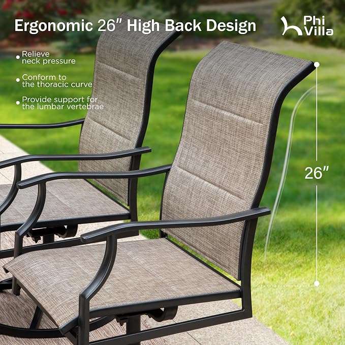 PHI VILLA Swivel Patio Chair Set of 4, All Weather-Resistant - Image 5