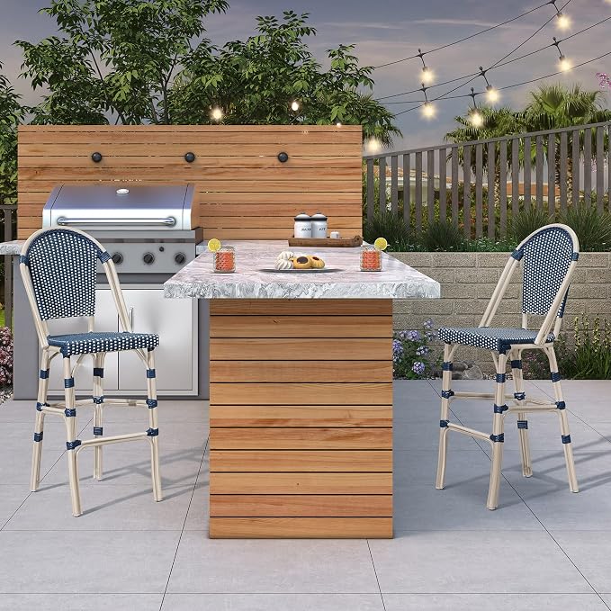 PURPLE LEAF French Counter Height Bar Stool Set of 4 25" White Print Finish - Image 2