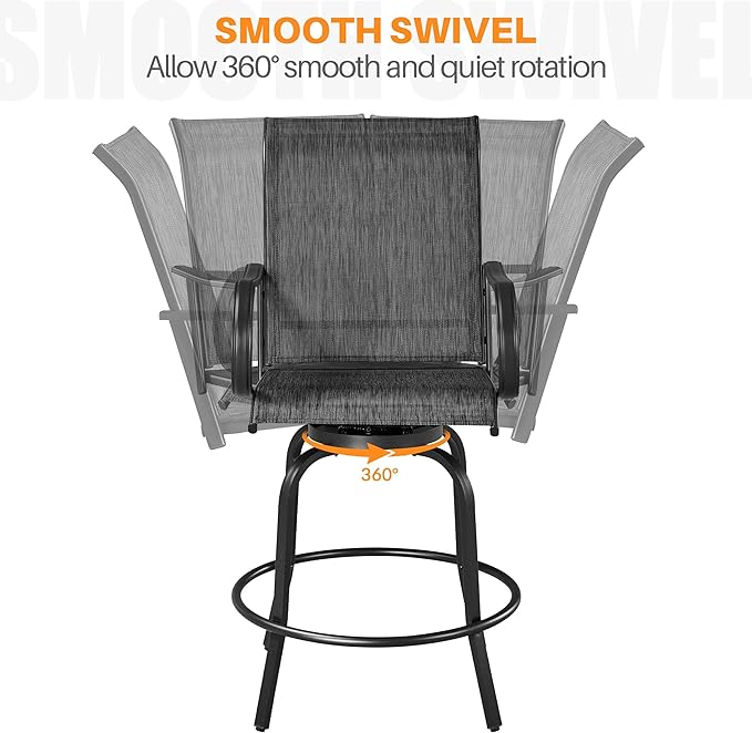 Yaheetech Patio Swivel Barstools Outdoor Chairs Set of 6, High Bistro Stools - Image 6