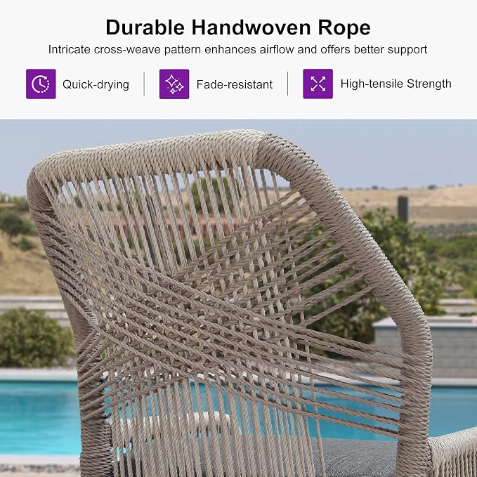 PURPLE LEAF Patio Bar Stool Bar Height Set of 4 Outdoor Rattan Chairs - Image 6