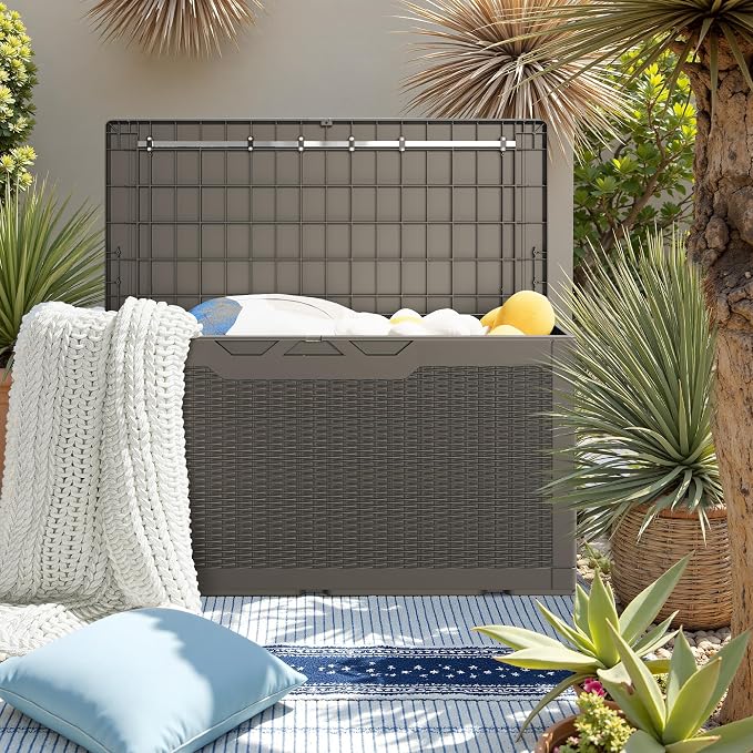 JUMMICO 100 Gallon Resin Deck Box, Waterproof Outdoor Storage Box - Image 7
