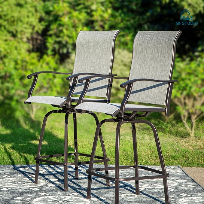 MFSTUDIO Outdoor Bar Stools Set of 6, Swivel Bar Height Patio Chairs Outdoor - Image 6