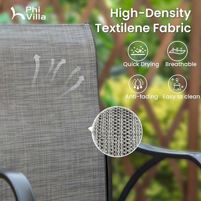 PHI VILLA Outdoor Swivel Bar Stools Set of 4, High Top Patio Bar Stools & Chairs - Image 6