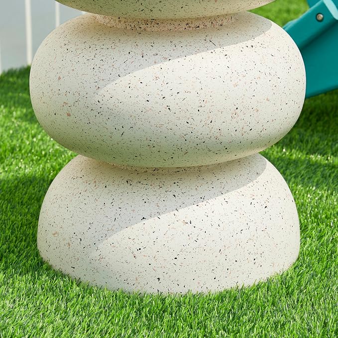 Glitzhome Outdoor Side Table Set of 2, Heavy Duty Indoor Outdoor Round Planter - Image 9