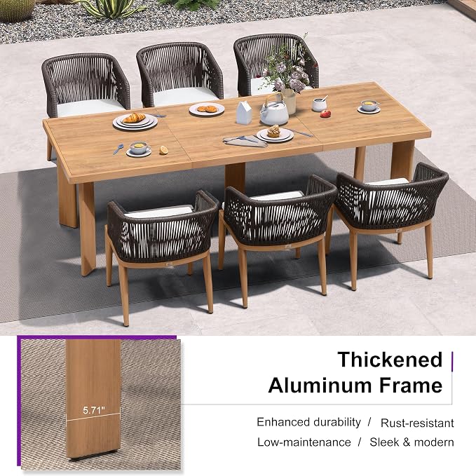 PURPLE LEAF 11 Pieces Outdoor Dining Set Patio Table and Chairs Set Aluminum - Image 4