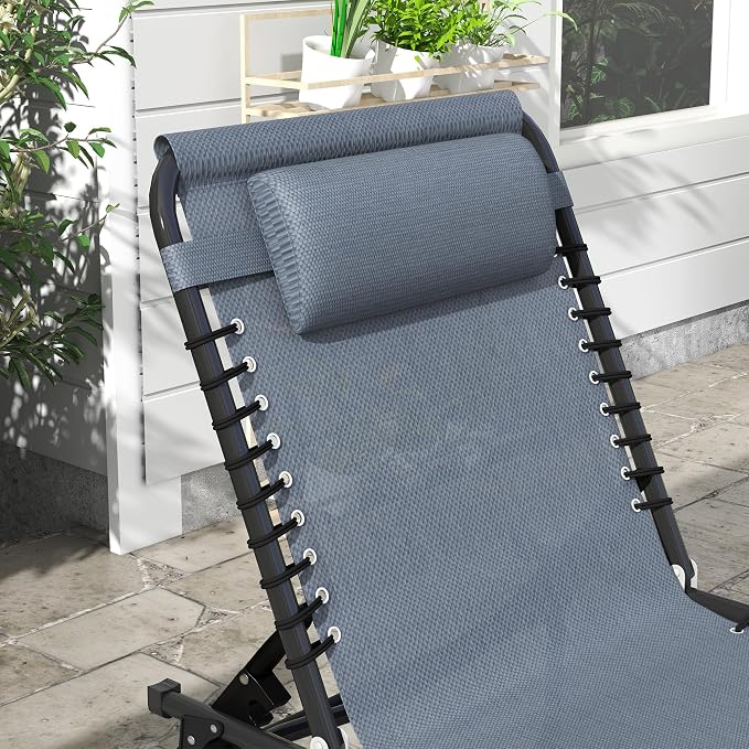 Outsunny Folding Chaise Lounge Chair Set of 2, Patio Sun Tanning Chair - Image 8