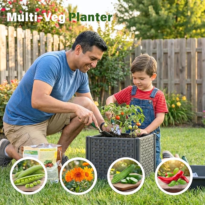Raised Garden Bed with Tomato Planter Cage, 67.6" Trellis Planter Boxes with - Image 4