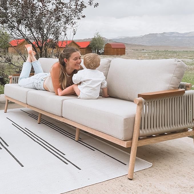 Acanva Modern All-Weather Aluminum Outdoor Patio Sofa - Image 8