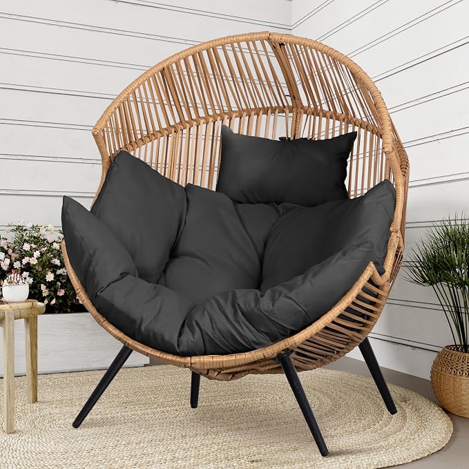 Shintenchi Wicker Egg Chair, Outdoor Indoor Rocking Chair, Large PE Rattan by Shintenchi