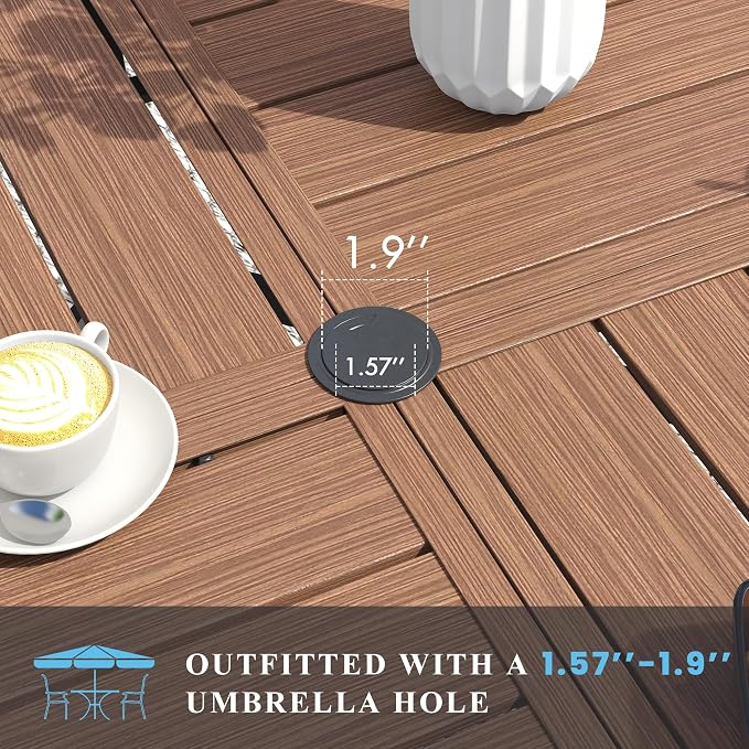VICLLAX Patio Table and Chair Set of 10, All Weather Metal Round Outdoor Dining - Image 5