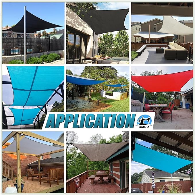 Amgo 16' x 20' Beige Rectangle Sun Shade Sail Canopy Awning UPF50+ AGTAPR1620 - Image 6