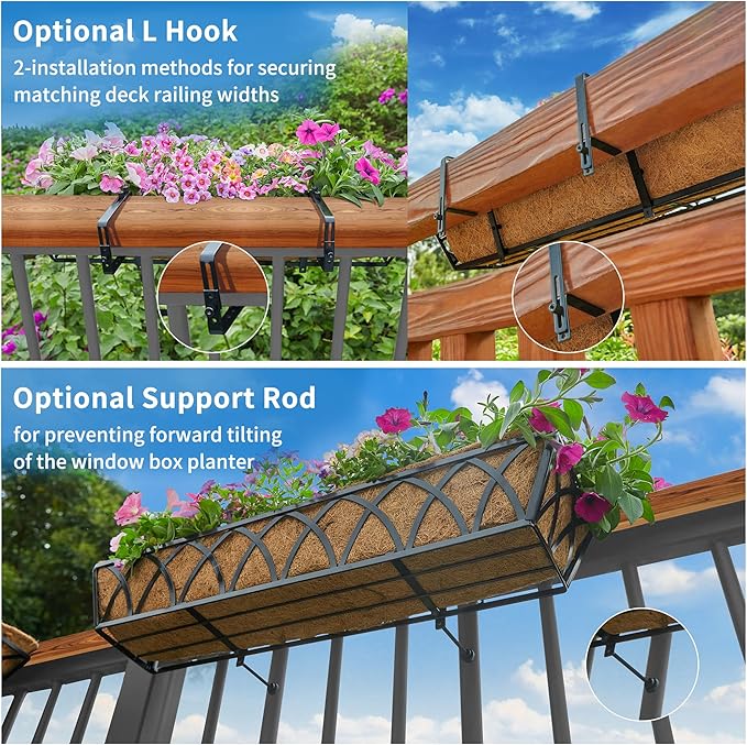 24in 4pcs Planter Box with Coco Liner, Rust-Resistant Metal Frame, Drainage Hole - Image 6
