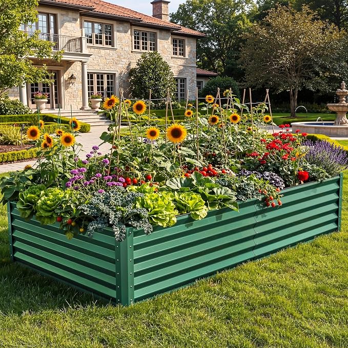 YITAHOME 8x4x1.5ft 2pcs Large Raised Garden Bed Kit, Galvanized Metal Planter - Image 2