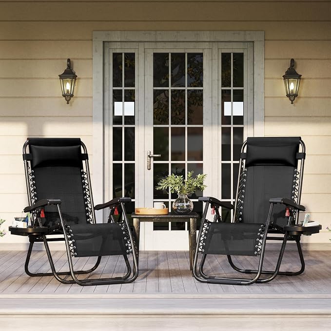 Yaheetech 26" Zero Gravity Recliners Outdoor Adjustable Folding Reclining - Image 2