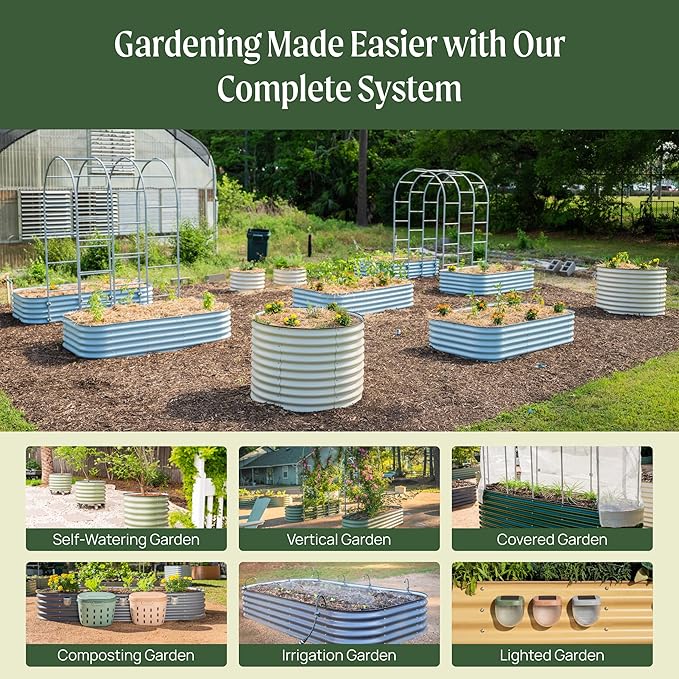 Vego garden 17" Tall 42" Round Raised Garden Bed Metal Raised Bed Planter Box - Image 6