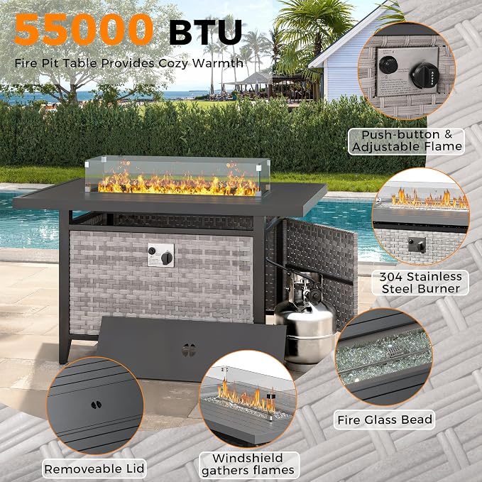 6-Seat Modern Outdoor Wicker Rattan Patio Furniture Set - Image 7