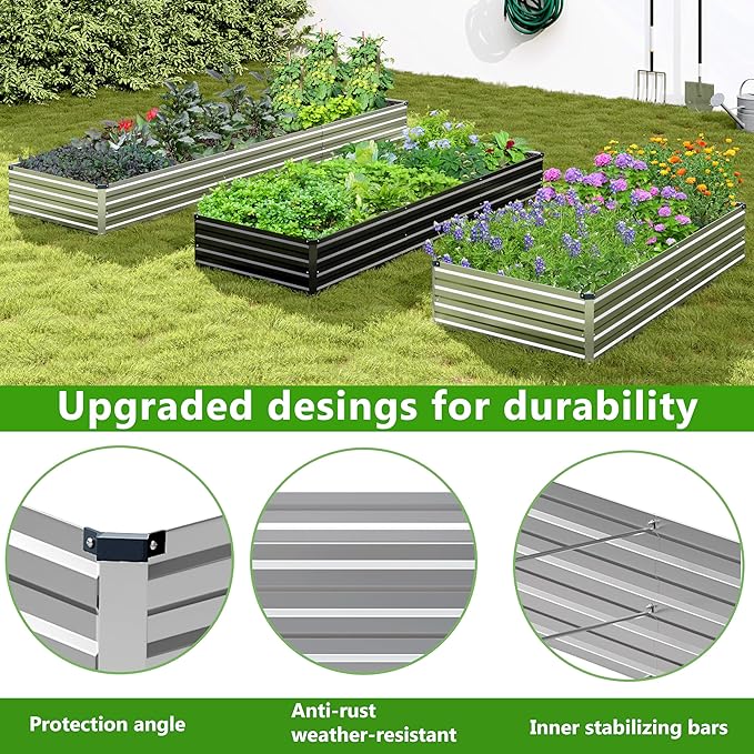 2PCS 9x3x1ft Galvanized Raised Garden Bed Kit, Galvanized Planter Raised Garden - Image 4
