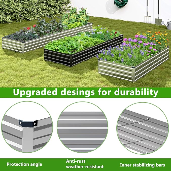 2PCS 8x4x1ft Galvanized Raised Garden Bed Kit, Galvanized Planter Raised Garden - Image 4