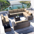 Kullavik 12 Pieces Outdoor Patio Furniture Set PE Wicker Rattan Sectional Sofa by KULLAVIK