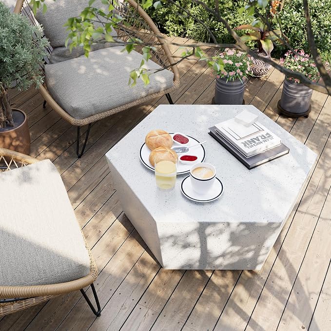 UPHA Outdoor Hexagon Coffee Table, Small Modern Minimalist Accent Tables by UPHA