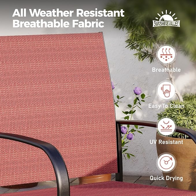 5 Piece Patio Dining Set for 4, Outdoor Table and Chairs Set for Lawn Backyard - Image 2