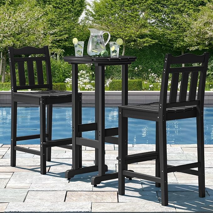 nalone Outdoor Bar Stools Set of 2, HDPE 44 Inch Tall Adirondack Chairs Bar - Image 6