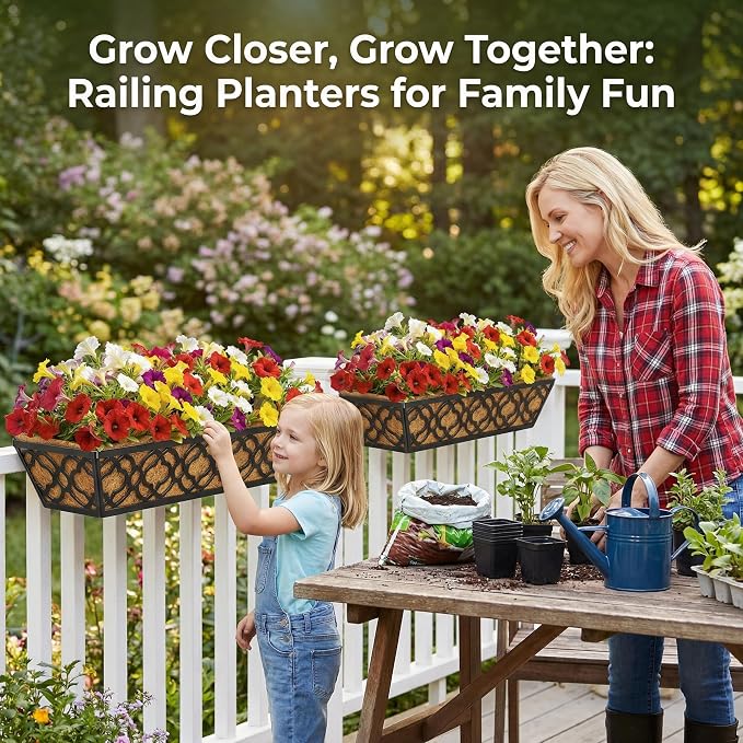 HFHOME 4 Pcs 30" Window Box Deck Railing Planter - Image 6