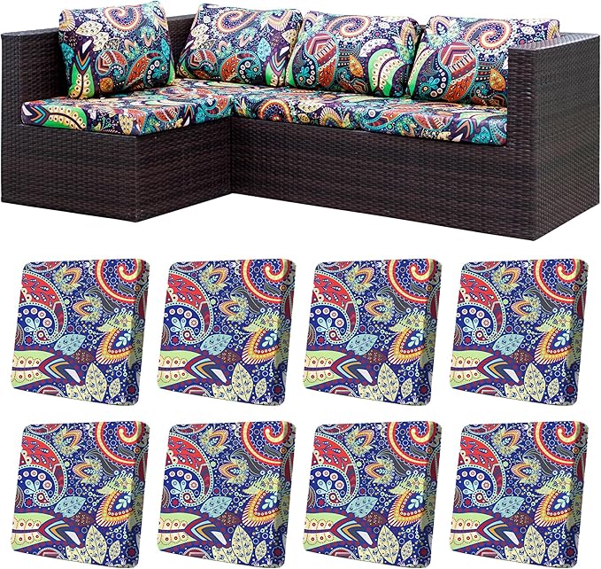 8Pcs Stretch Patio Cushion Covers, Outdoor Couch Covers Replacement, Outdoor by BIETYONE
