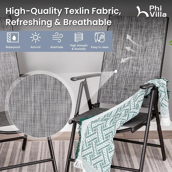 PHI VILLA Patio Dining Set for 6, Outdoor Dining Table and Chairs Furniture Set - Image 4