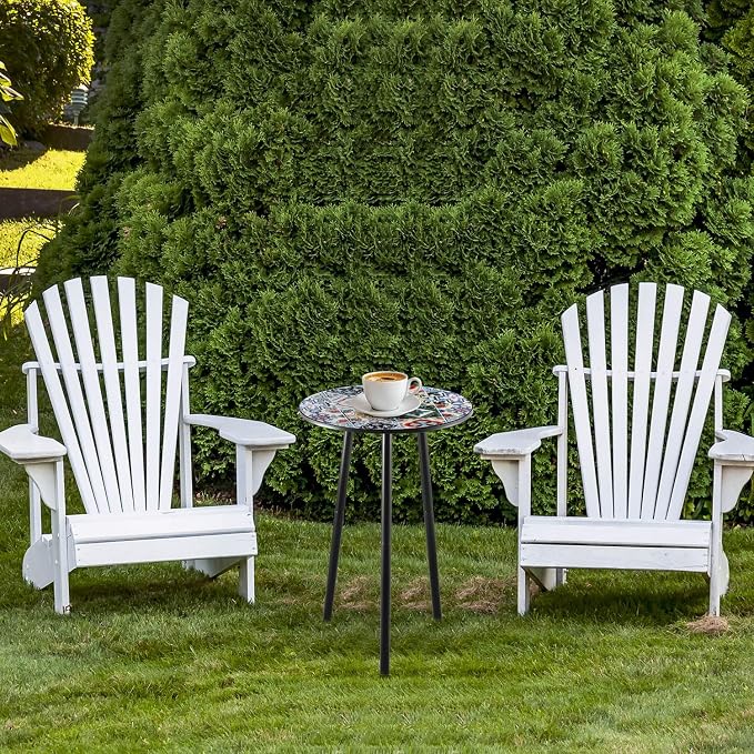 2 Packs Metal Mosaic Round Side Tables 13.4" Small Outdoor Patio Round Accent - Image 7