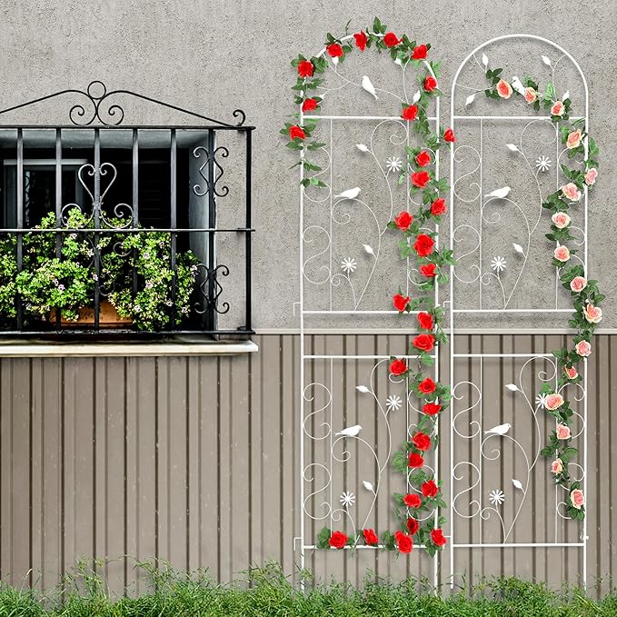 Metal Garden Trellis for Climbing Plants, 86.5" x 19.7" Metal Plant Trellis - Image 6