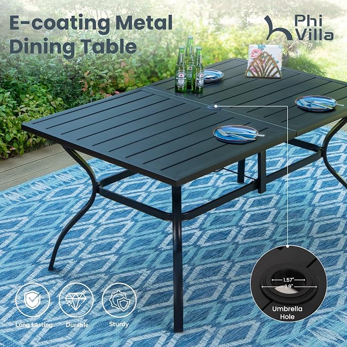 PHI VILLA 8 PCS Patio Table Chairs Set - Image 5